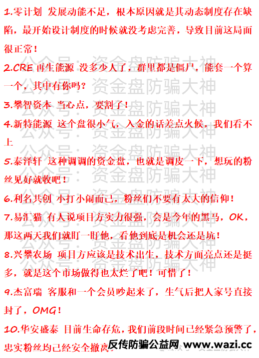 预警！零计划、CRE再生能源、攀智资本、新特能源、泰泽轩、利名共创、易汇猫