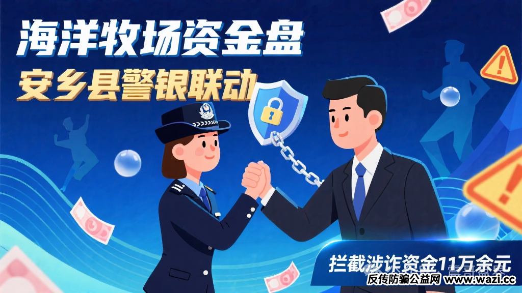 【海洋牧场】资金盘,安乡县警银联动,成功拦截涉诈资金11万余元!