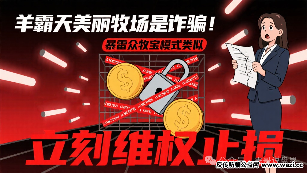 【羊霸天美丽牧场】是诈骗，和暴雷的众牧宝模式类似，立刻维权止损