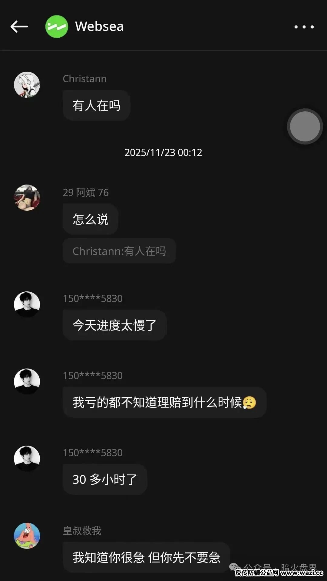 【websea】野鸡交易所跟单骗局，有人30小时赔付未到账，随时崩盘！